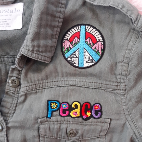 SOLD @MARKET! Boho hippie upcycled army greenish grey toned soft and gorg top! - Picture 8 of 9